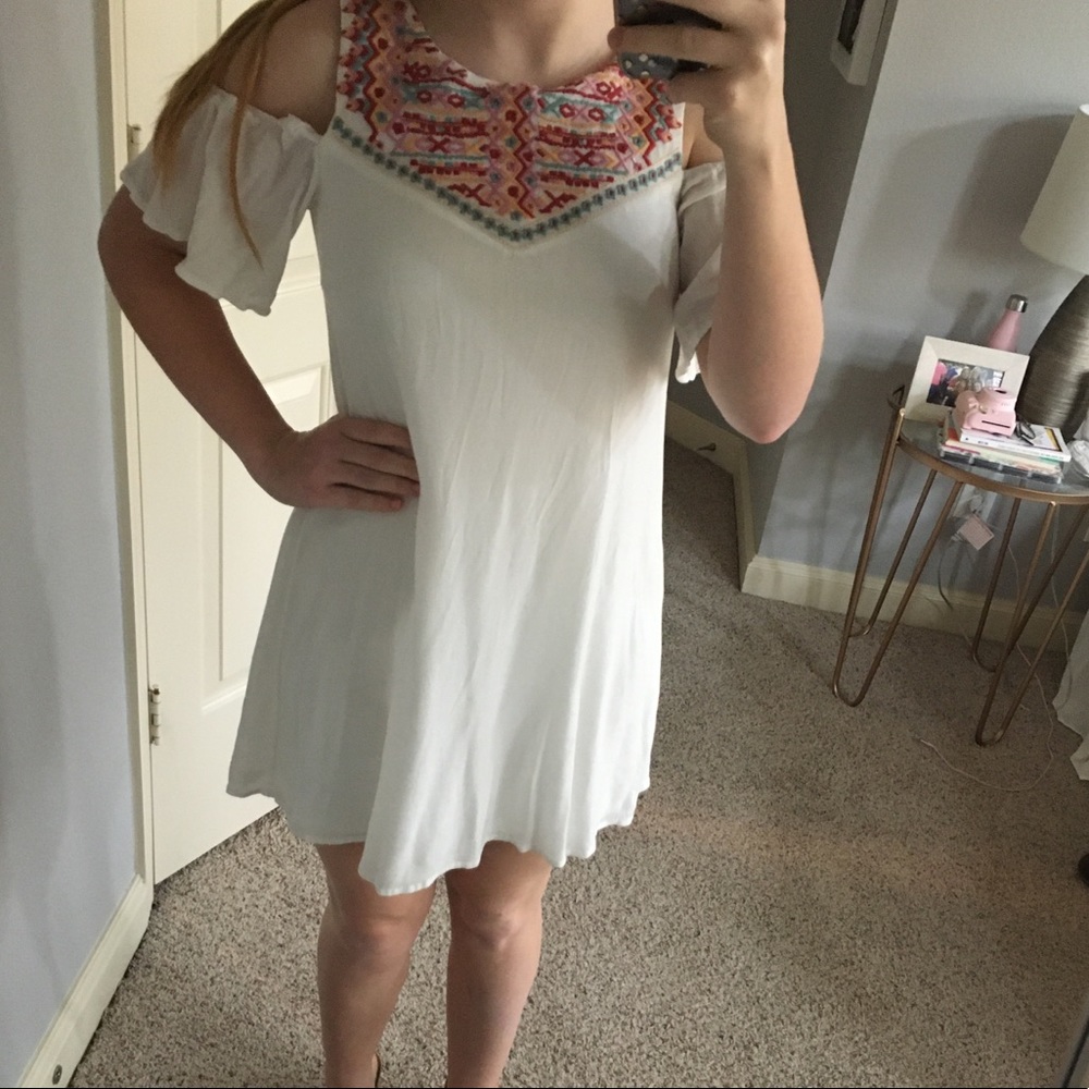 Off the Shoulder Embroidered Dress
